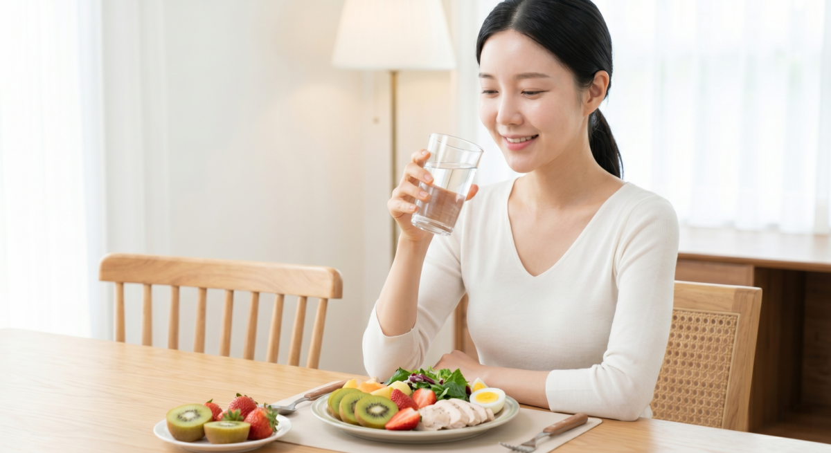 均衡飲食有助維持中臉飽滿感，平日可補充蛋白質和維他命 C 食物，如魚肉、雞蛋、豆腐、奇異果、番茄和深綠色蔬菜；若正在減重，也應避免過度節食，以免臉部脂肪快速流失。