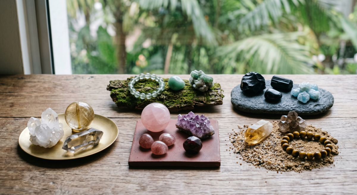 五行水晶可按顏色快速對應金木水火土,例如白金屬金、綠色屬木、黑藍屬水、紅粉紫屬火、黃啡屬土,新手可按喜歡的風格與想要的寓意選擇適合水晶。
