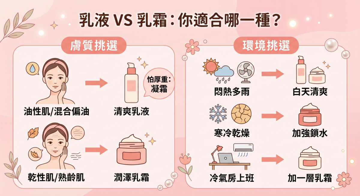挑選保養品最怕「蜜糖變毒藥」，想要肌膚發光，一定要根據自己的膚質與當下環境來靈活搭配。