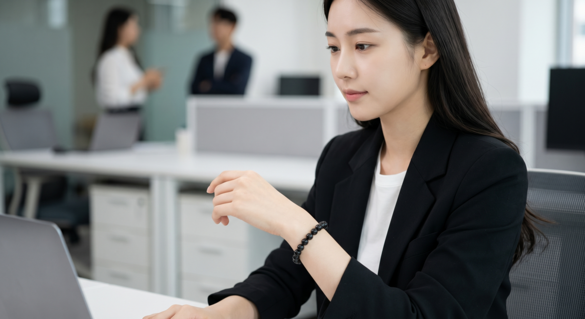 黑碧璽是沉實低調的黑色系防護水晶,適合容易受他人情緒影響、想在職場建立界線並減少捲入是非的人佩戴。