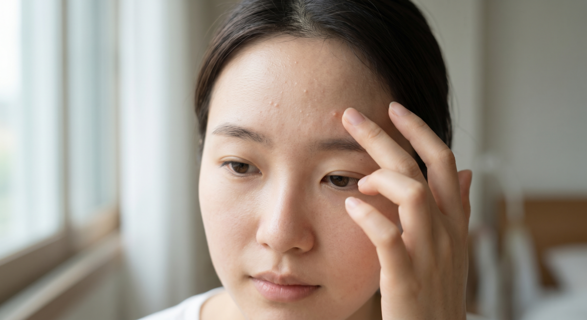 暗粒多因毛孔堵塞形成,日常應溫和清潔、徹底卸妝和避免擠壓,嚴重或反覆應求醫。