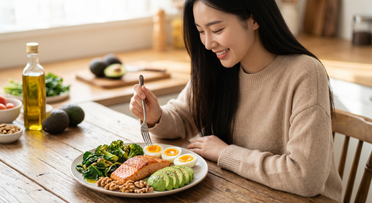 生酮飲食(Keto Diet)是一種低碳水、高脂肪、適量蛋白質的飲食方式,重點是減少白飯、麵包、甜品和含糖飲品,讓身體轉向使用脂肪供能。