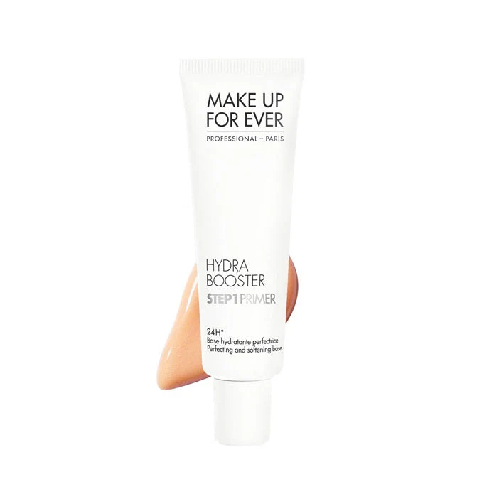 MAKE UP FOR EVER Step 1 Primer Hydra Booster 適合底妝偏乾、粗糙或不貼服時使用，可全臉薄塗或局部加強卡粉位置，令霧面、持久型粉底更柔滑自然。