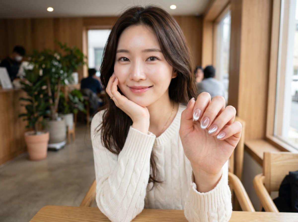 貓眼指甲油適合短甲、新手和日常上班美甲，透過光束提亮指尖、修飾甲面線條，即使選低調色系也能做出乾淨有質感的效果。