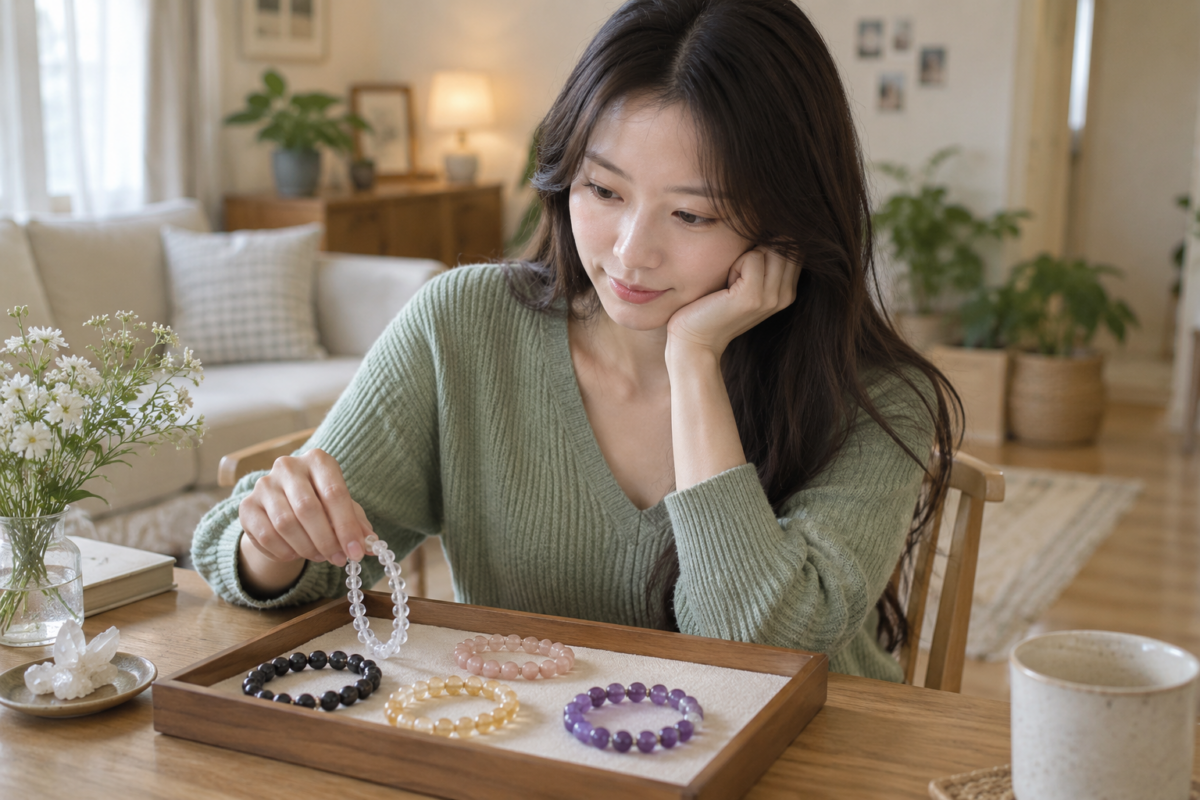 水晶手串可按手圍、尺寸、珠徑、佩戴習慣及喜歡的水晶種類挑選。