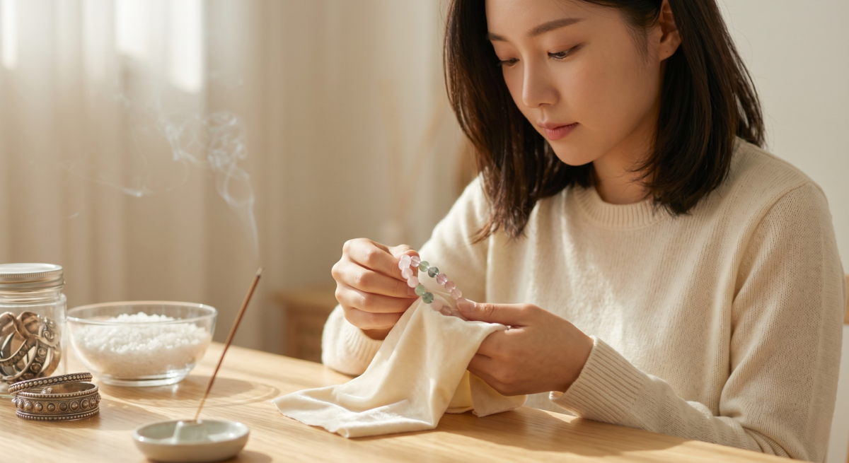 水晶消磁石需要定期清潔和保持乾爽，可用乾布或軟毛刷去除灰塵，白水晶碎石可視情況快速沖洗並完全風乾，若變灰暗、混濁或難以清潔才考慮更換。