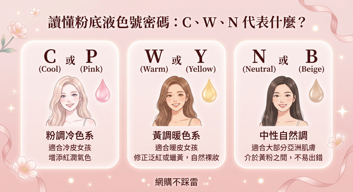 搞懂了自己的肌膚色調後，打開各大美妝品牌的官方網站，你會發現色號通常由「英文字母」與「數字」組合而成。