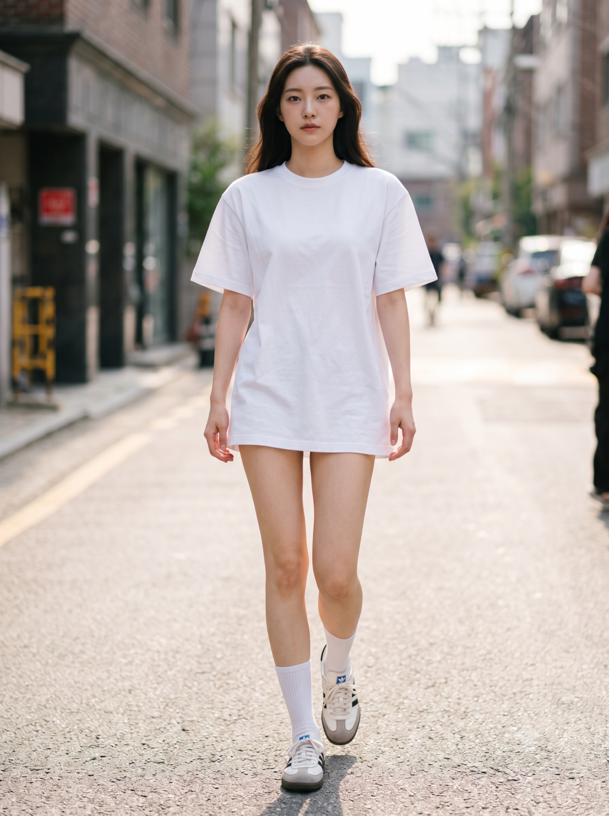Oversize T-shirt 穿搭要顯瘦不邋遢，關鍵在於掌握衣長、腰線和上下身比例。