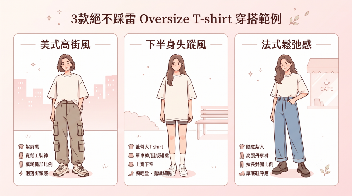 3款絕不踩雷的 oversize t shirt 穿搭範例