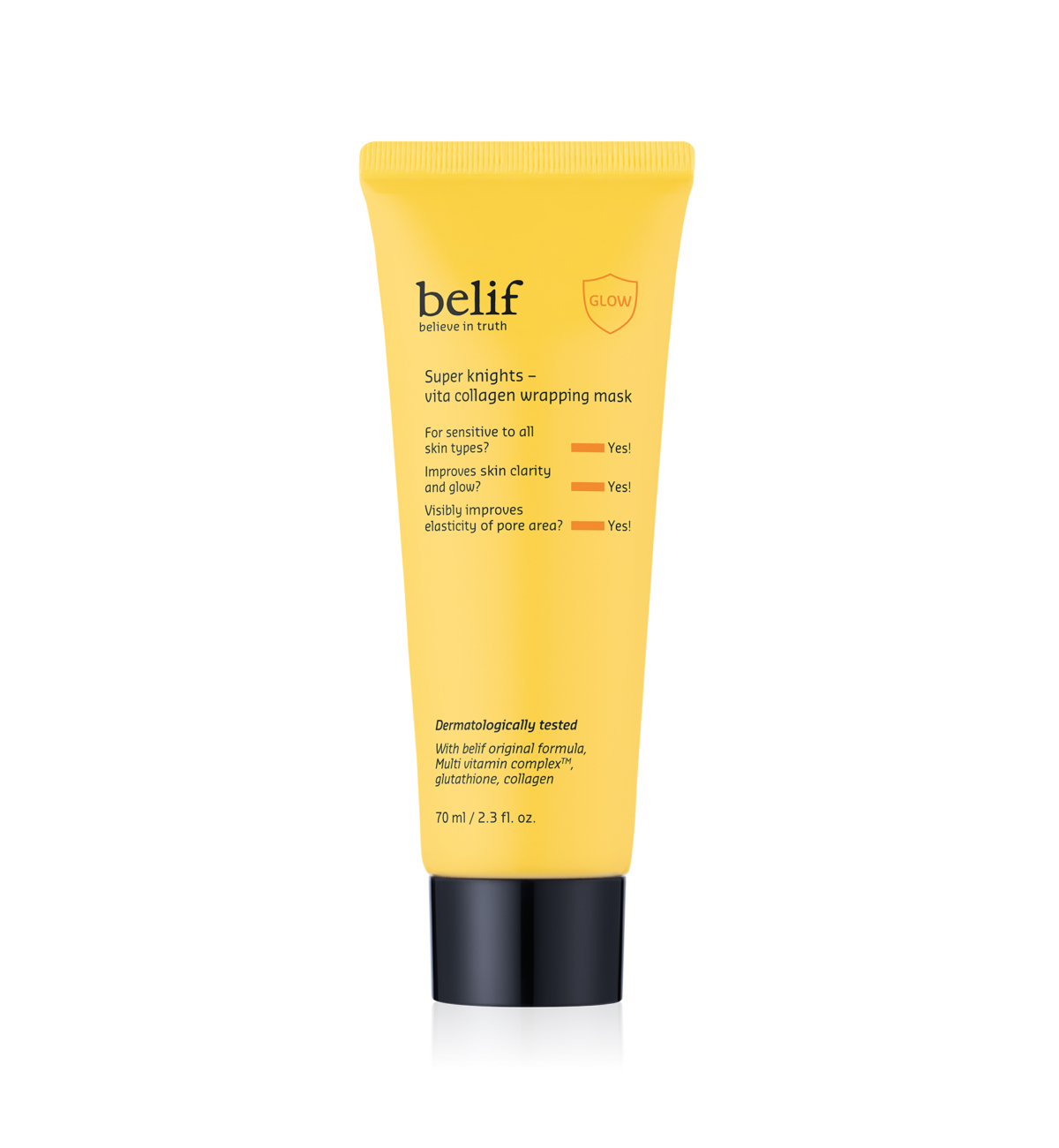 belif 奇蹟守護維他命膠原煥采撕拉式面膜結合多種維生素複合物能針對暗沉、膚色不均、泛黃及缺乏透明感等問題提供亮澤護理。