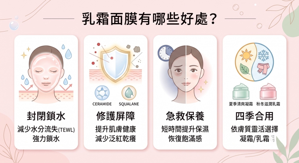 Cream Mask 不只是為肌膚補水，更能透過乳霜質地提升保濕度及修護力。