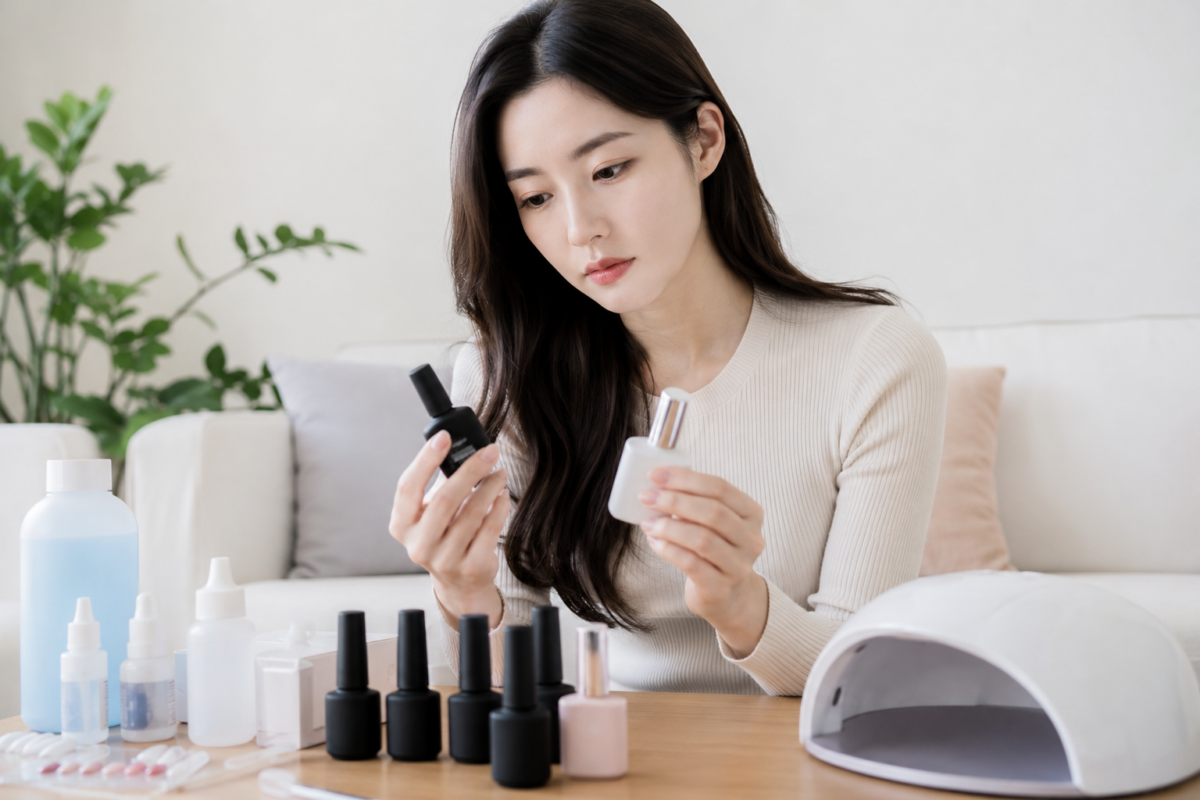 選購美甲用品應留意產品來源、成分標示及美甲燈相容性,避免未固化Gel接觸皮膚,並按說明充分照燈及安全使用。