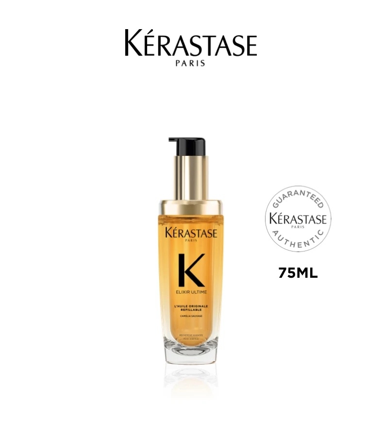 Kérastase 極緻全效修護精華採用升級山茶花精萃配方，適合各種髮質使用，只需少量塗抹於髮中至髮尾，即可令秀髮更柔順亮澤、輕盈不扁塌。