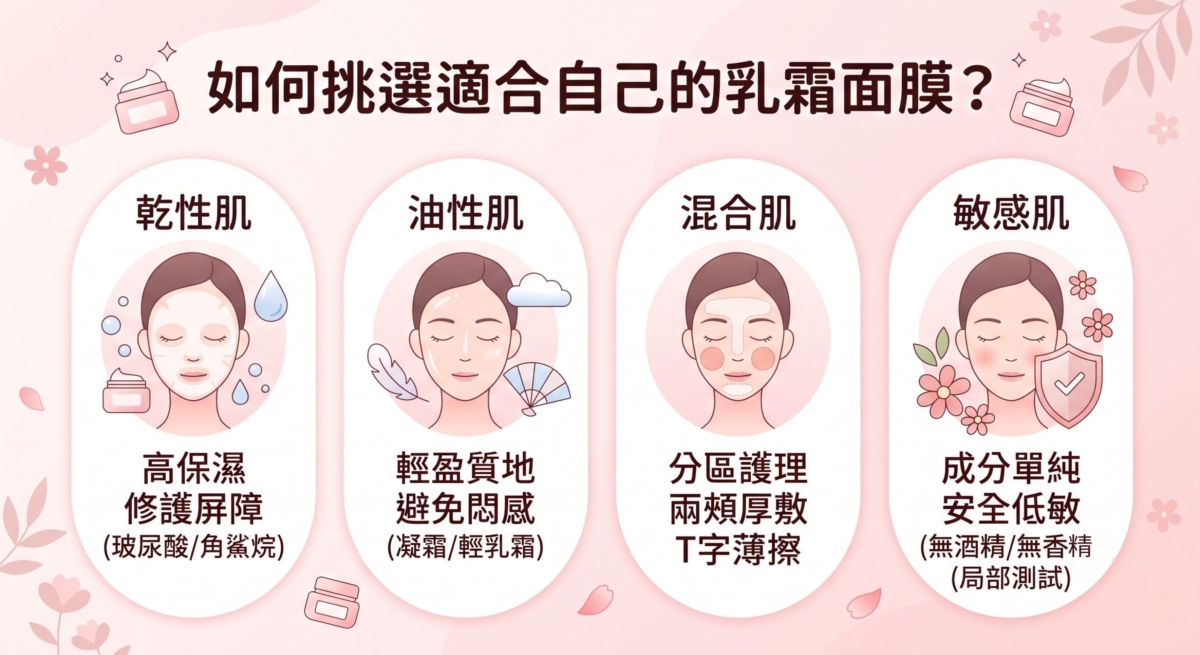 了解自己的膚質特點，才能挑選最適合的 Cream Mask，發揮最佳護膚效果。