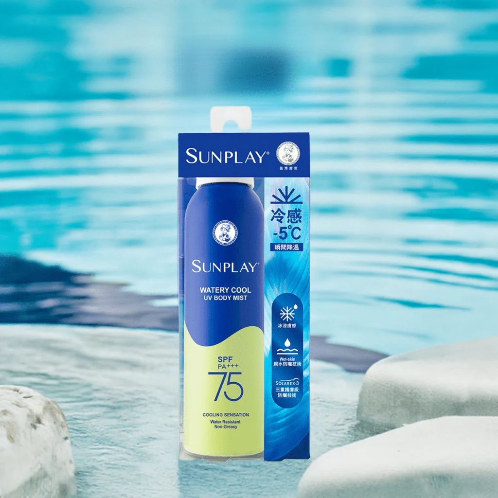 Sunplay 冰爽持久防曬噴霧具備 SPF75、PA++++ 高效防曬係數，提供全面 UVA 與 UVB 防護，幫助降低紫外線造成的曬黑、曬傷風險。