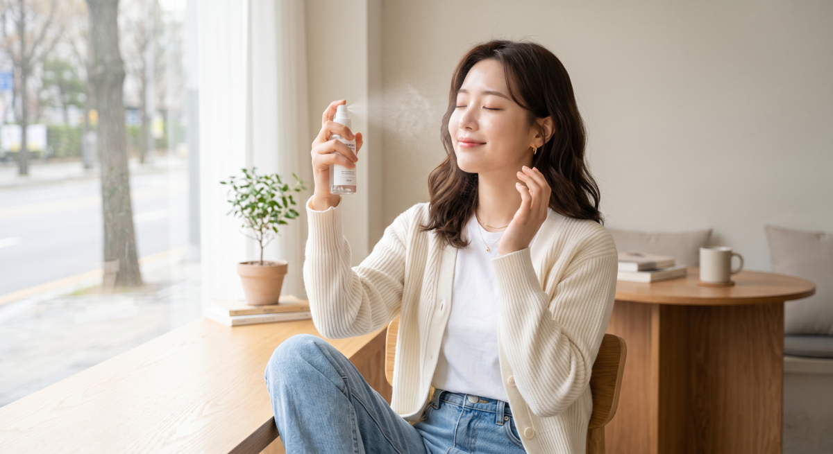 妝前使用保濕噴霧，可以先為肌膚補充水分，讓角質層維持柔軟狀態，有助後續粉底更加服貼。