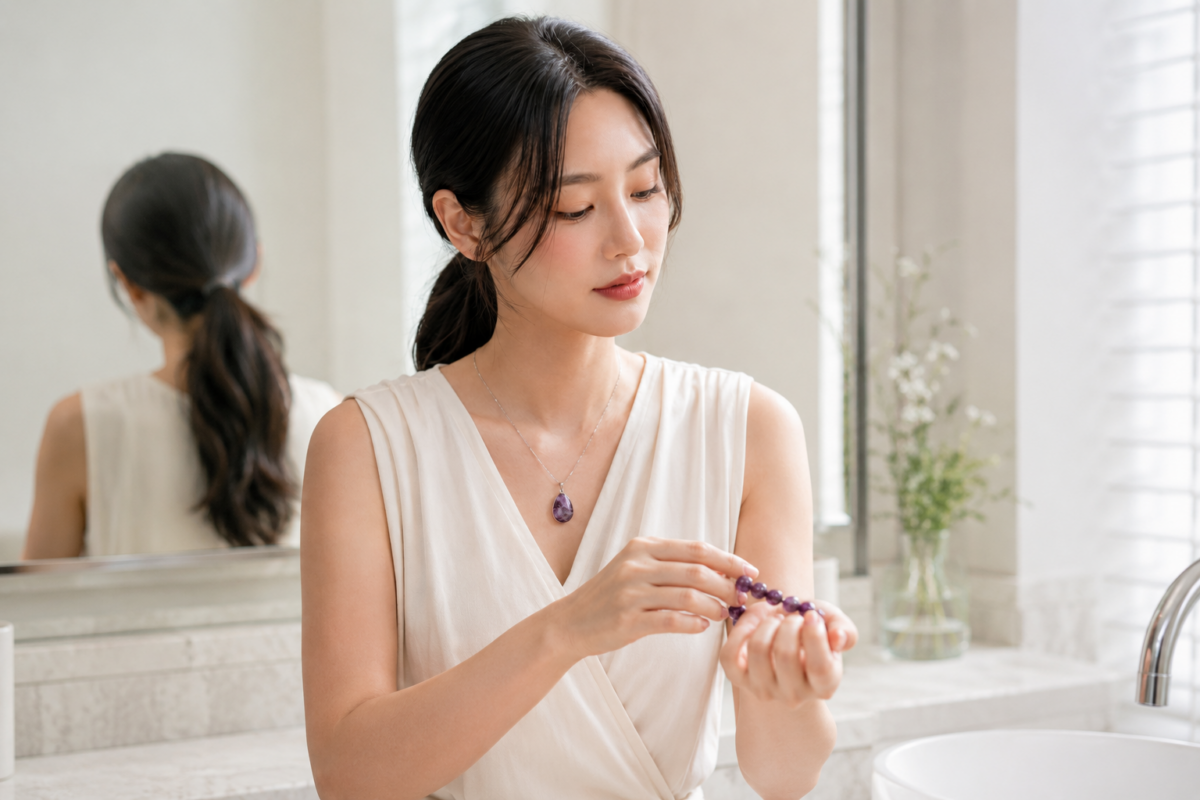 舒俱萊挑選重點,包括顏色、礦物含量、通透度、拋光工藝及鑑定證書。