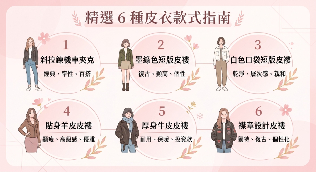 皮褸款式與材質不同，呈現出的風格也大有差異。