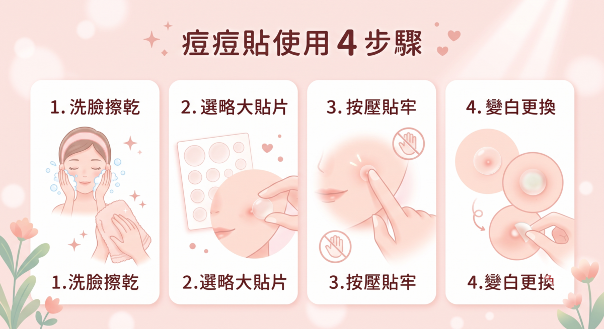 雖然痘痘貼使用方式很簡單，但只要多注意幾個小細節，就能讓貼片更服貼，也更能發揮保護與修護效果。