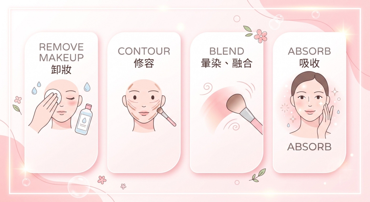 除了產品名稱之外，許多國外美妝教學、產品說明或使用方式，也會出現不同的護膚英文動詞。