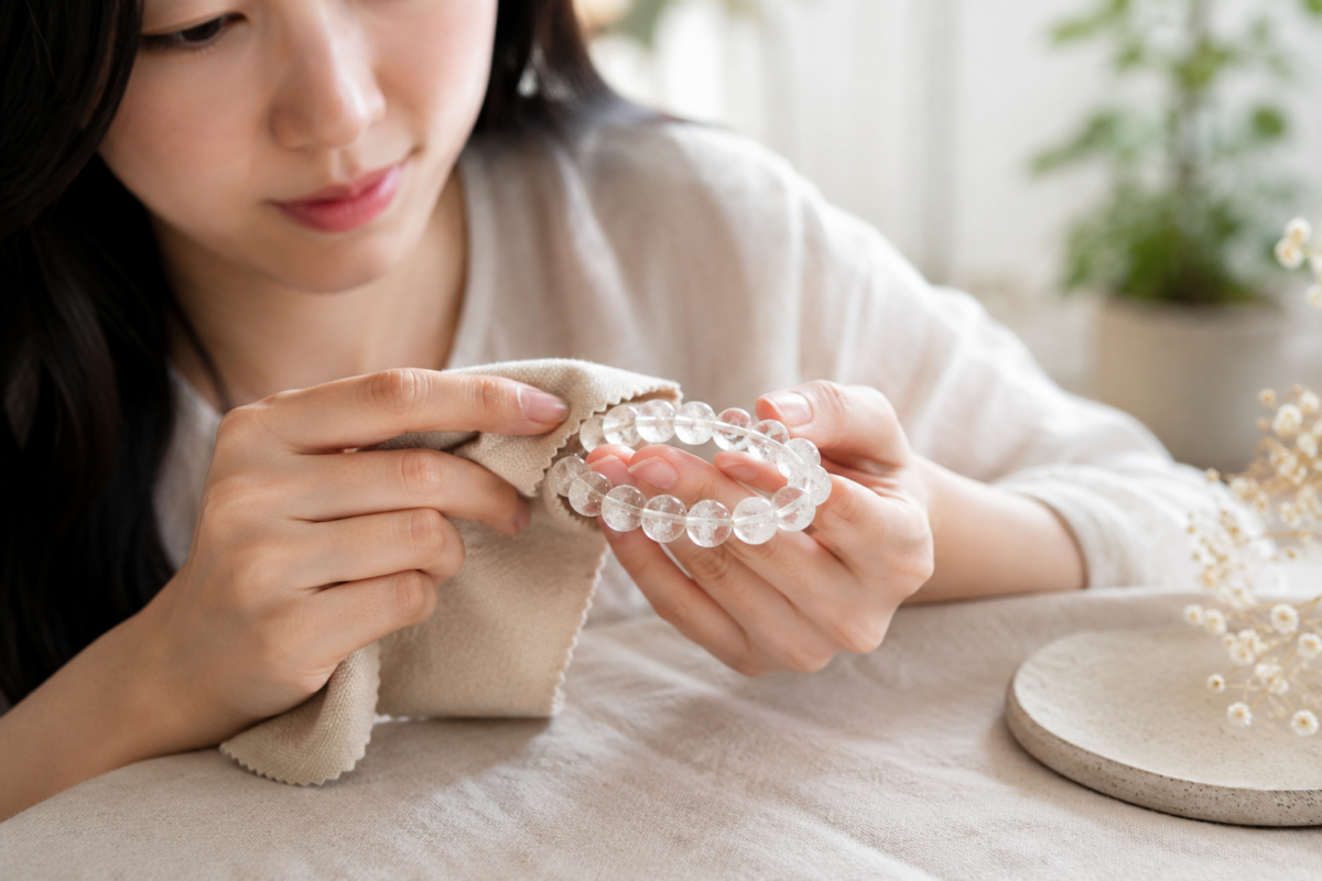 白幽靈日常保養要避免碰撞、化學品、暴曬和長時間沾水，平日用乾布擦拭，並可每隔一至兩星期放在白水晶碎石或水晶簇上簡單淨化。