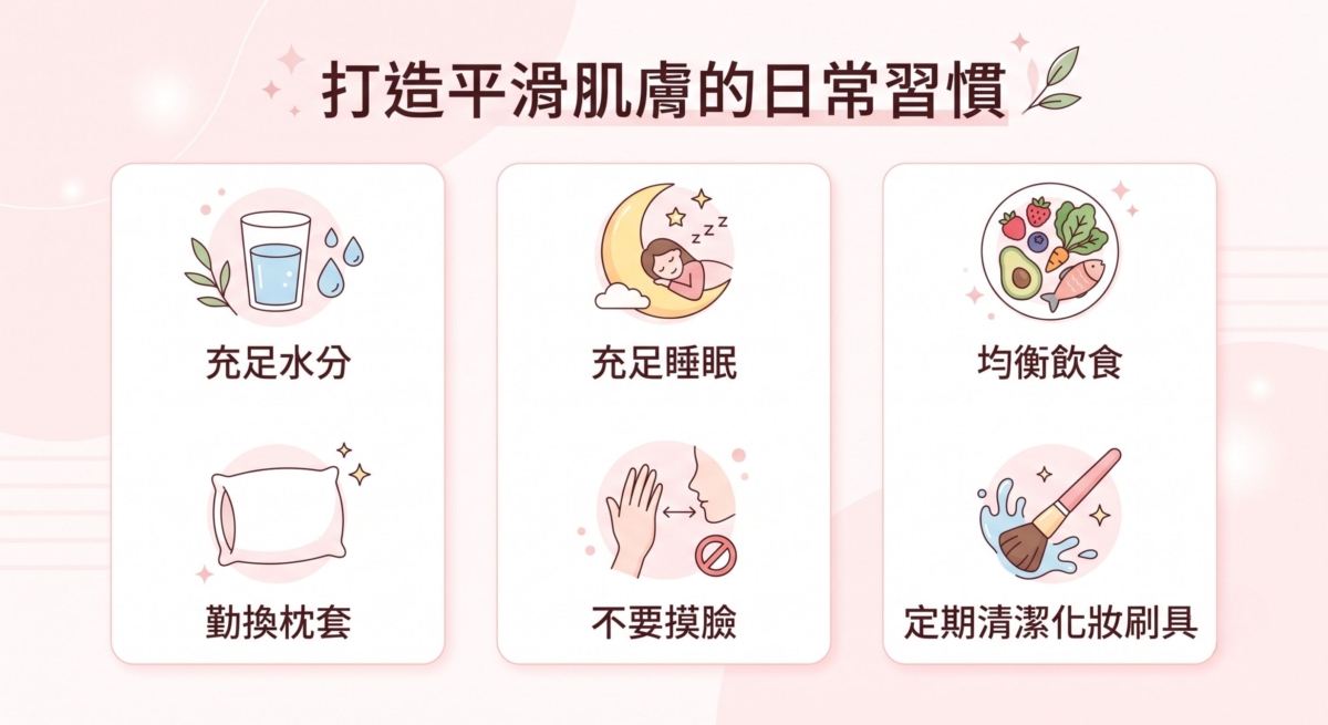 除了護膚程序，生活細節同樣會影響暗粒形成，平日裡可以注意一些日常生活習慣。