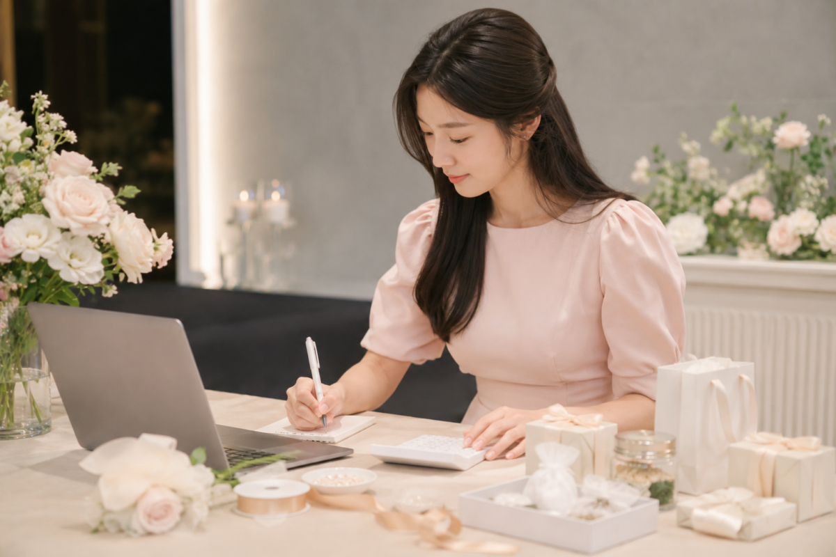 婚禮回禮預算應按總預算和派發份數計算每份上限,並包括商品、訂製、包裝、送貨及後備費用。