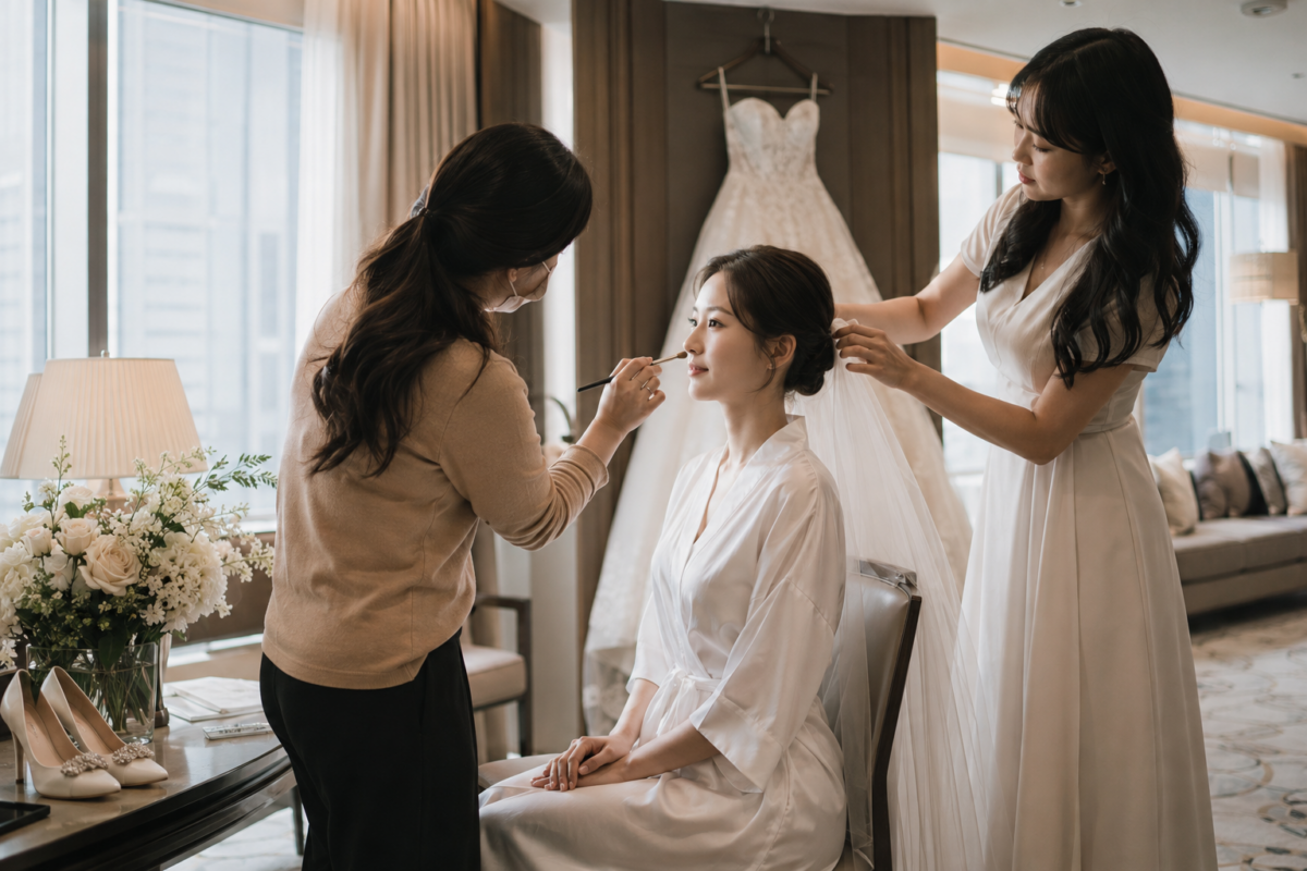 婚禮當日應按早上、下午及晚上流程清楚安排化妝、敬茶、證婚、晚宴與送客,並預留交通、換衫及突發情況的緩衝時間。