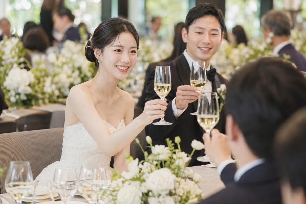 婚宴流程包括賓客入席、新人進場、致辭、上菜、換裝、敬酒、逐桌合照及送客，並應配合場地與時間安排。