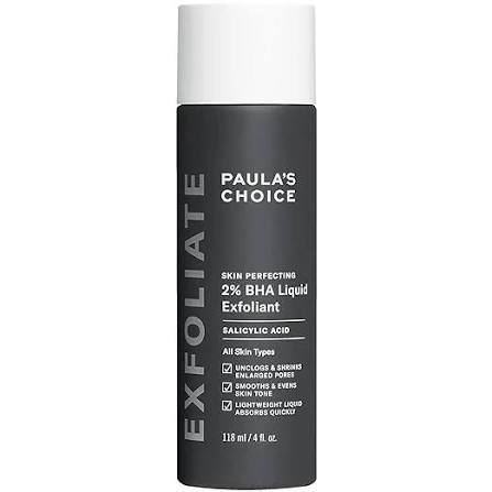 Paula’s Choice 2% 水楊酸精華液以最高濃度2%水楊酸（BHA）為核心成分，主打深入毛孔代謝老廢角質、改善粉刺與毛孔堵塞問題。