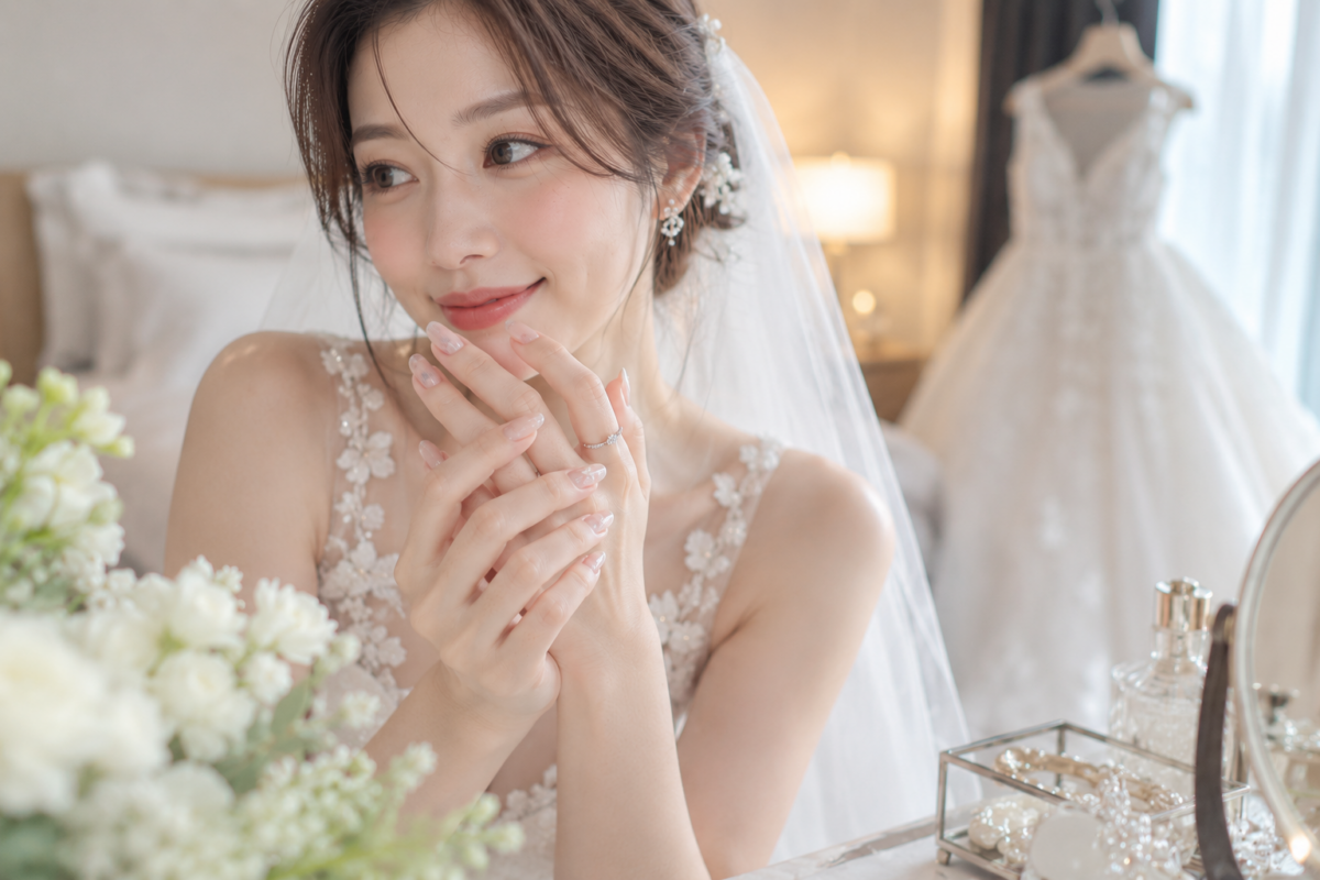 婚禮美甲可按角色、禮服、首飾及拍攝需要選擇，2026常見奶白、裸粉、微法式、珍珠Chrome及個人化細節。