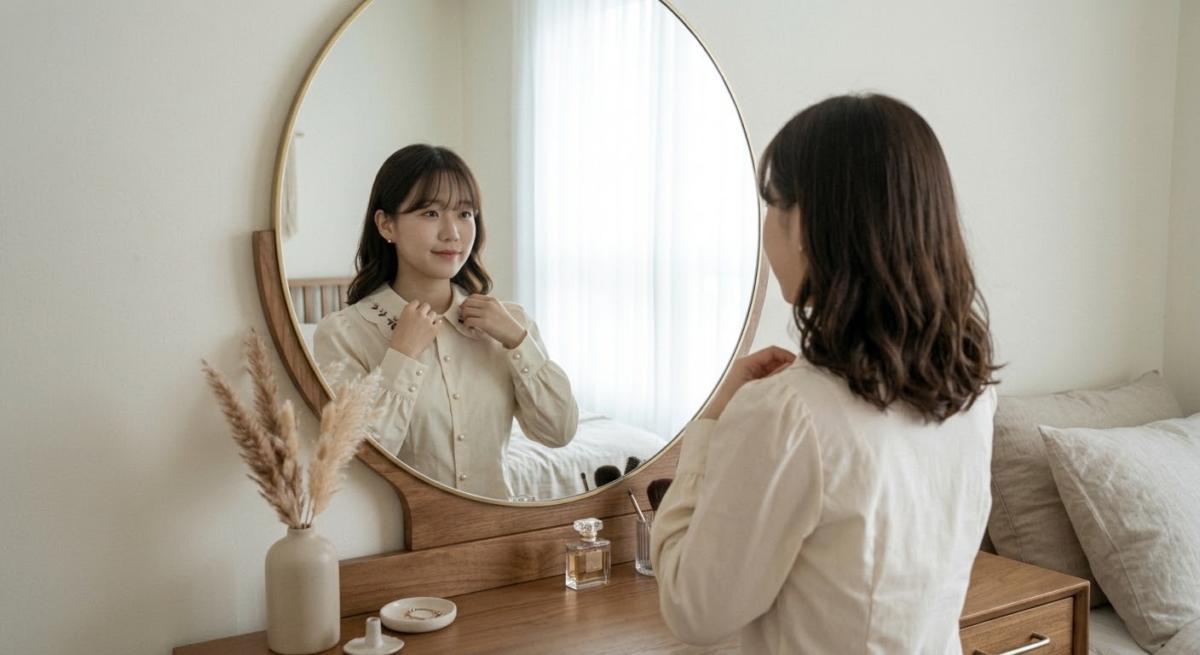 捲度從耳朵以下開始，可以避免頭頂過於蓬鬆，同時將視線集中在下顎及鎖骨附近。
