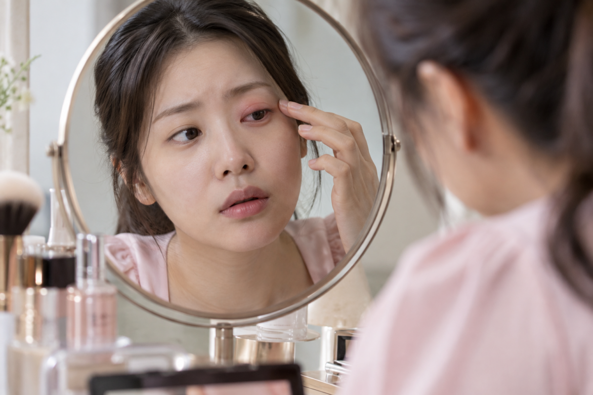 眼皮突然紅腫、痕癢、刺痛或脫皮時應先暫停眼妝,若症狀持續、加劇或伴隨眼痛及視力變化,應盡快求醫。