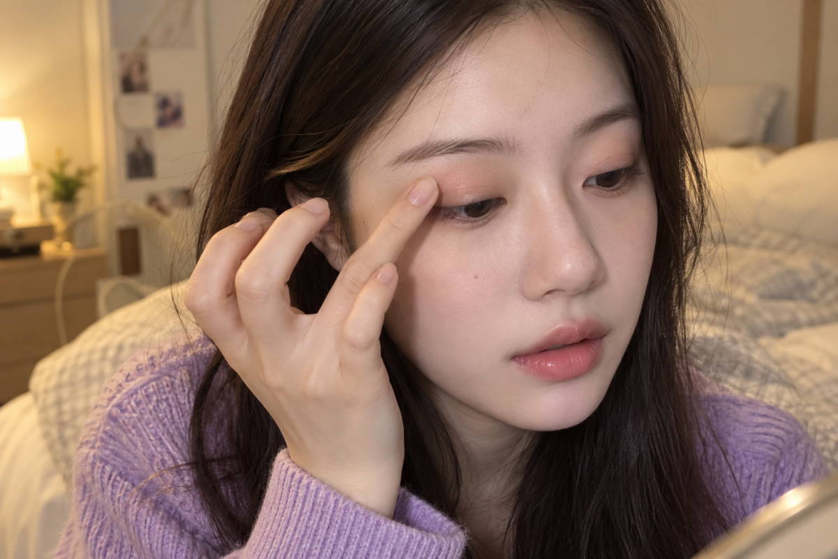 眼影應少量慢慢疊加,避免眼摺位置堆得太厚,有助減少油眼皮出現眼影積線。