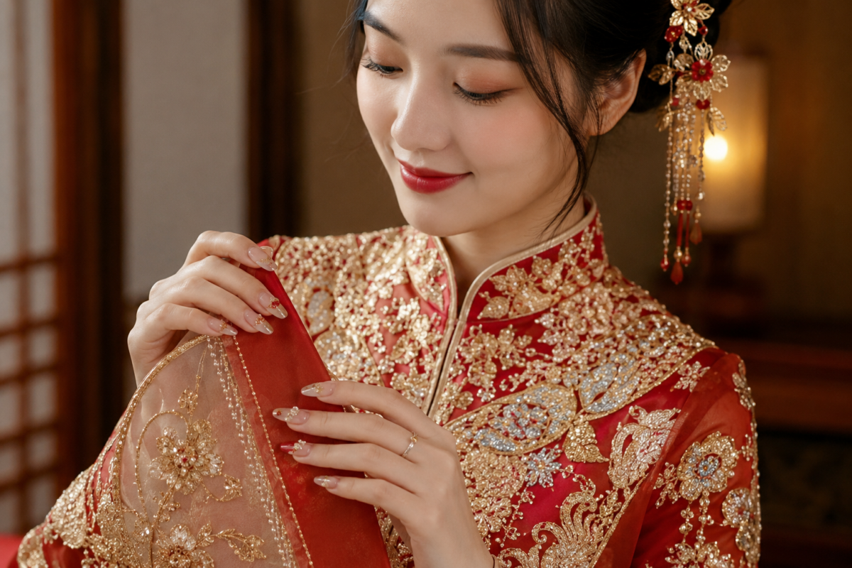 婚禮美甲可按新娘或伴娘角色、禮服、首飾、甲型及拍攝需要選擇，奶白、裸粉和微法式較百搭。