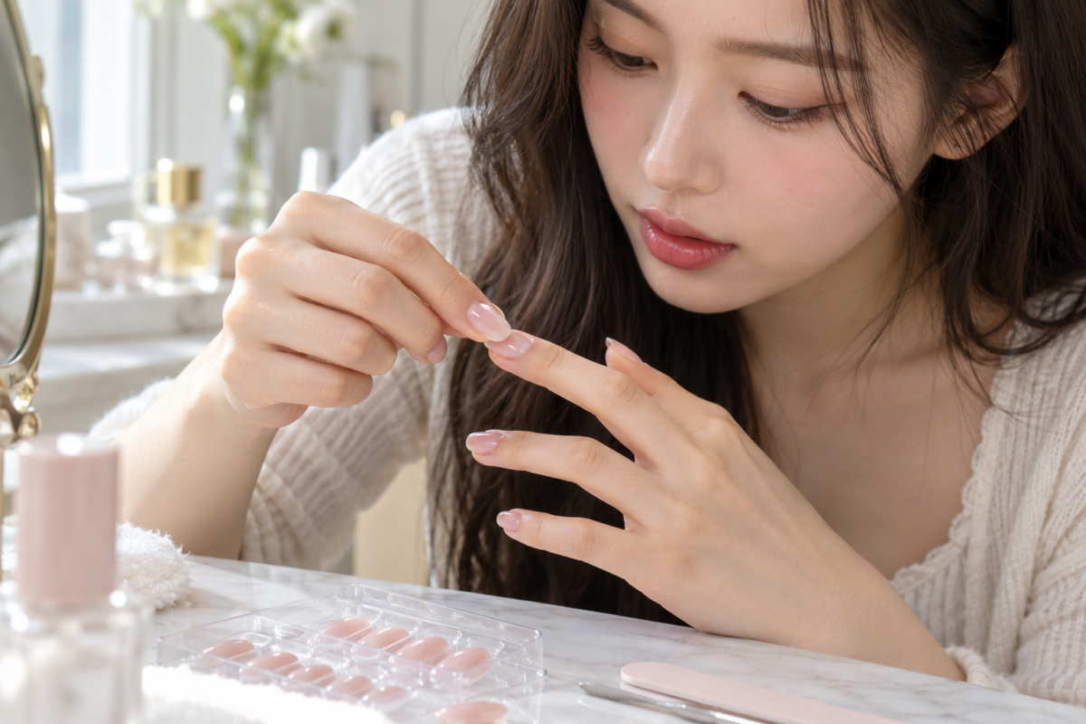 穿戴甲尺寸應剛好覆蓋甲面、不壓兩側皮膚,新手第一次可先選短款或中短款,日常活動更方便。