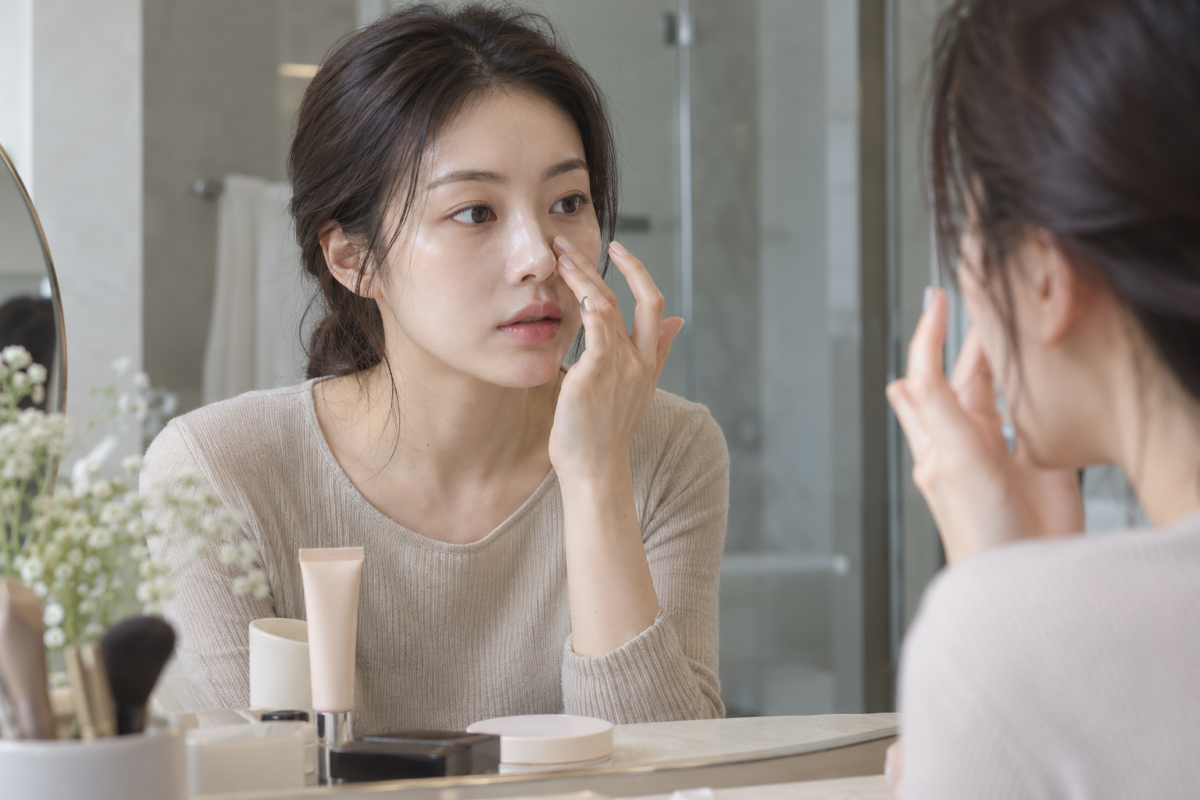 毛孔妝前乳可局部薄搽於鼻頭、鼻翼及面頰等毛孔明顯的位置，透過少量按壓修飾凹凸感，避免厚塗或反覆摩擦，讓底妝更平滑貼服。