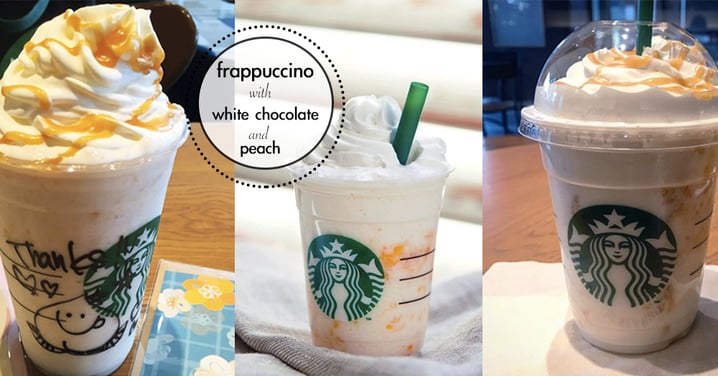 日本Starbucks又推出新品！白朱古力香桃星冰樂～一路飲一路咬果粒超正啊！