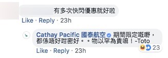  Facebook@Cathay Pacific