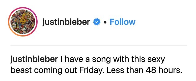 Justin Bieber @ instagram 