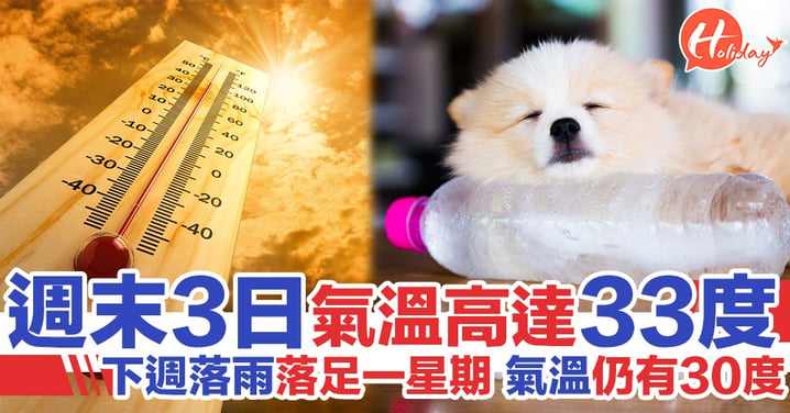 【一日熱過一日】中午市區錄得32.7度 元朗高達33.9度 周末繼續炎熱
