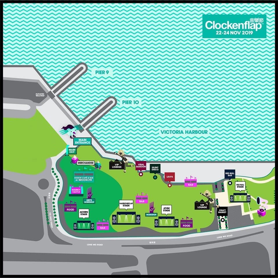 Clockenflap 音樂節2019地圖。