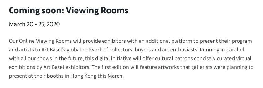 香港 Art Basel 網上展覽