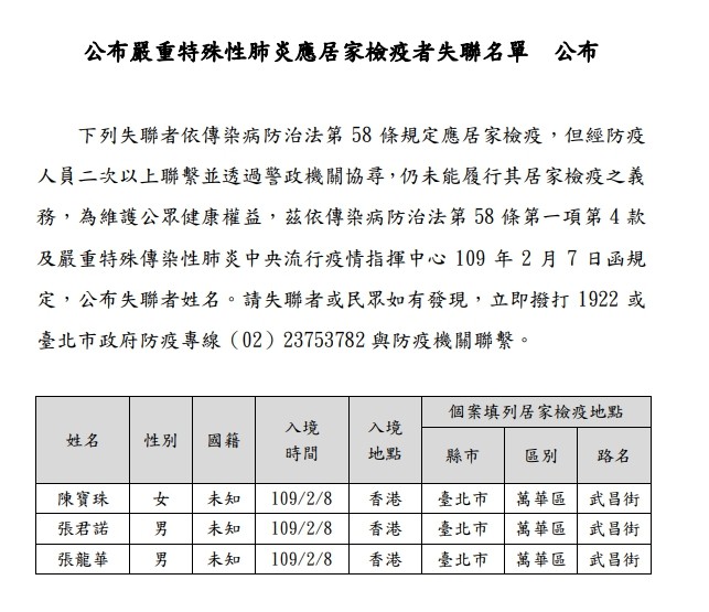 台灣 自我隔離 逃疫