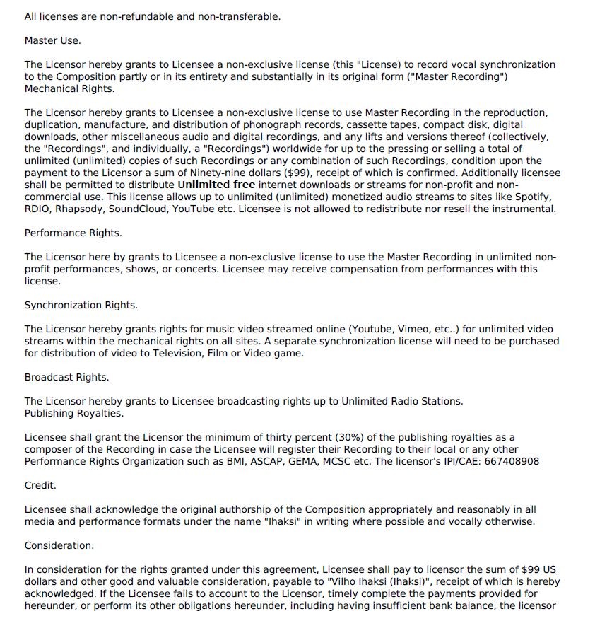 《More Sun》作者Vilho Ihaksi同版權方瑪西瑪國際Maxima International Media委託咗微博用戶「唱片老趙」，代表作者同版權方向《野狼Disco》相關利益方發送正式律師函。維護返作者應有嘅權益。