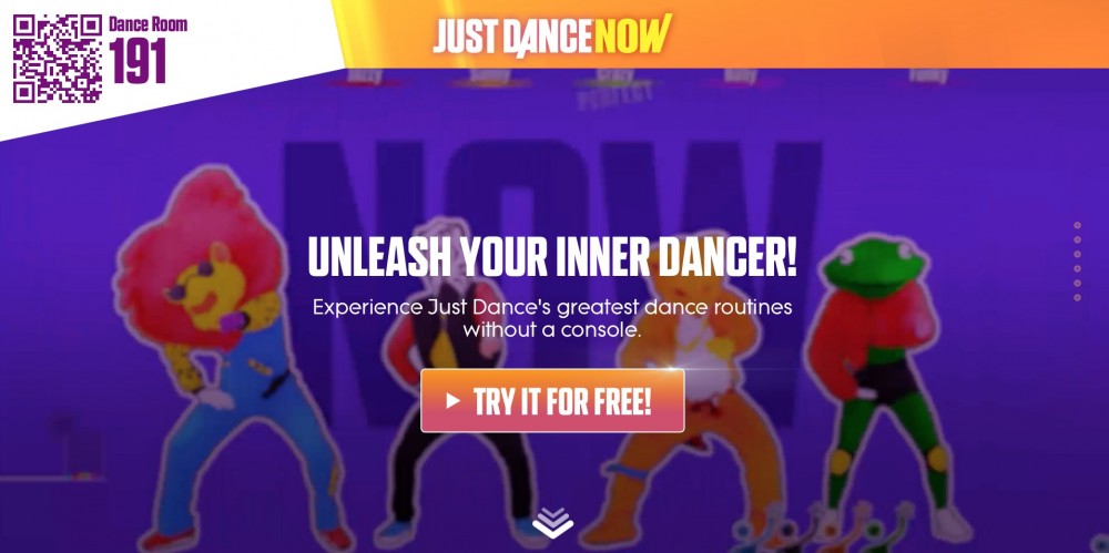 登入Just Dance Now網頁,就會見到跳舞房間號碼同QR code(左上角)。