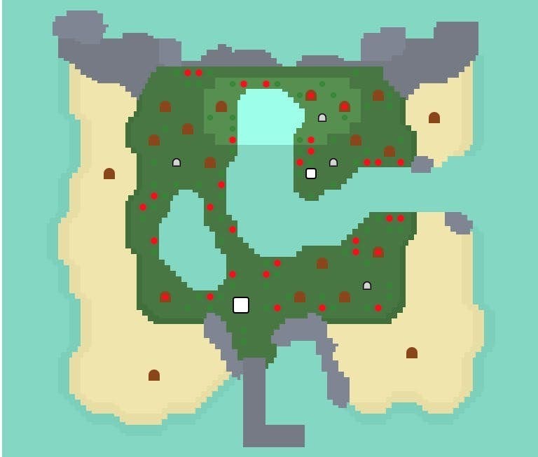 去素材島釣鱘魚嘅話，首先要刷到有瀑布加一條河嘅島形。最好得一個出海口。