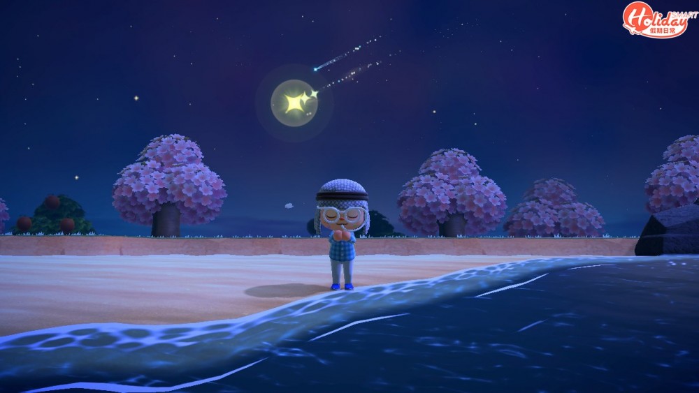 2. 雙手無持任何道具，等流星出現嘅音效響起後，按A許願。