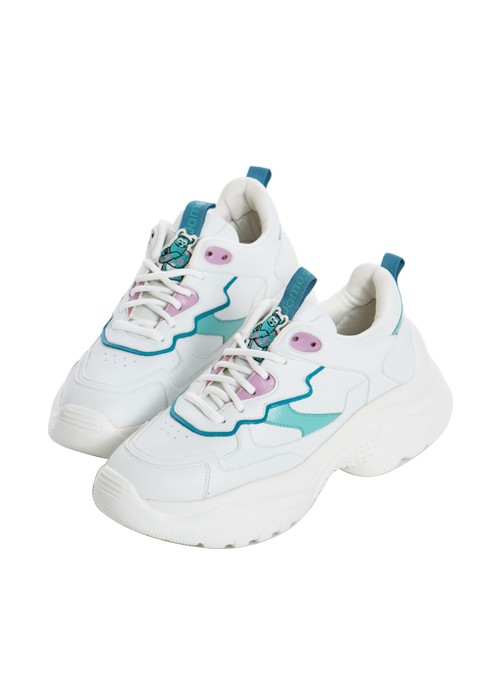 毛毛撞色老爹鞋