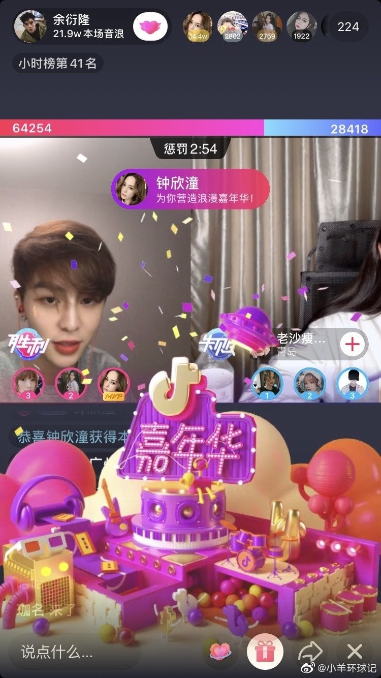 阿嬌打賞抖音主播小鮮肉